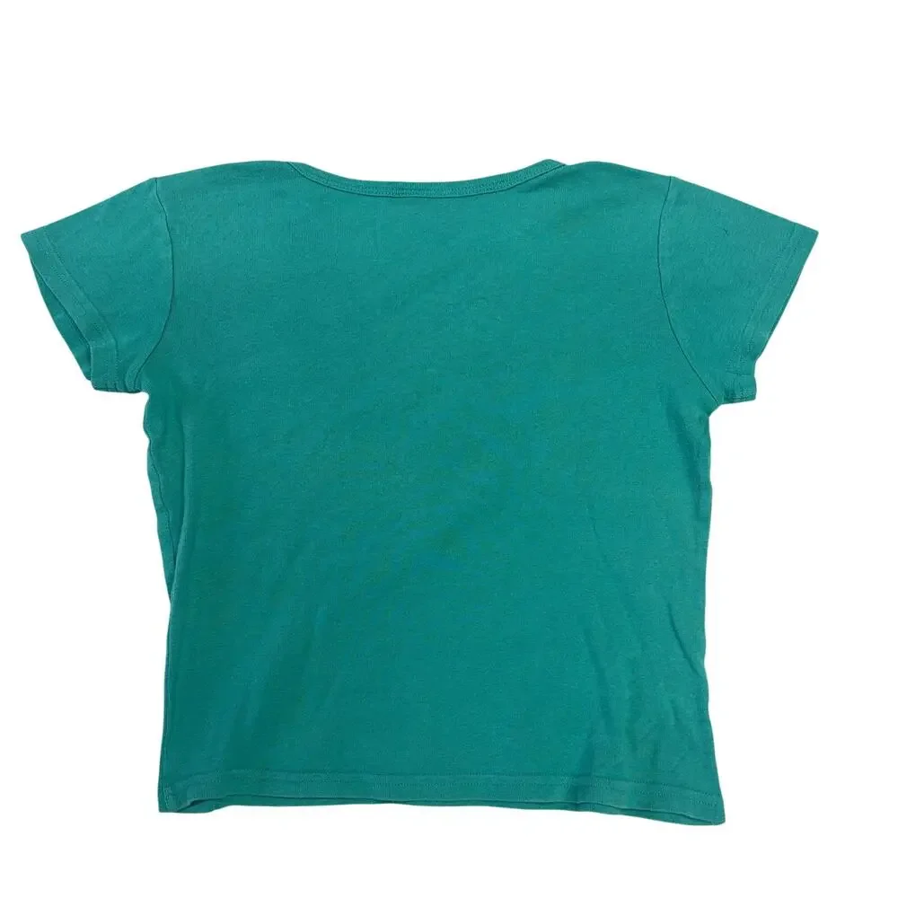 Vintage GAP T Shirt Girls Large Blue Sunflower Classic Flower Made in USA